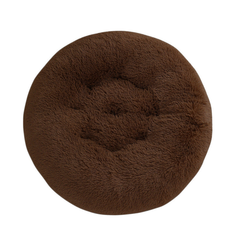 Round Plush Pet Bed for Cats & Dogs