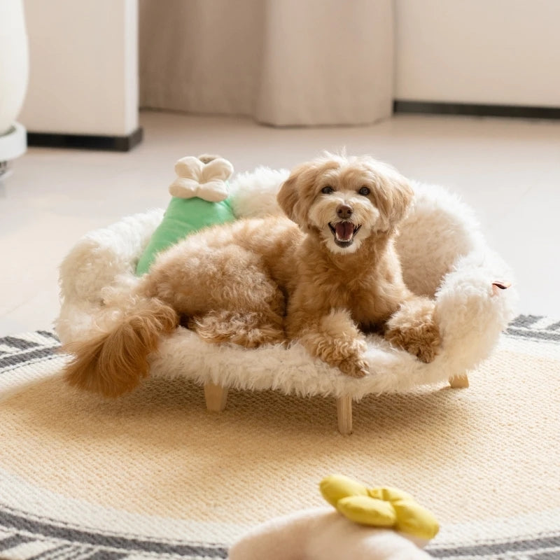 Luxury Wooden Pet Bed for Cats & Dogs