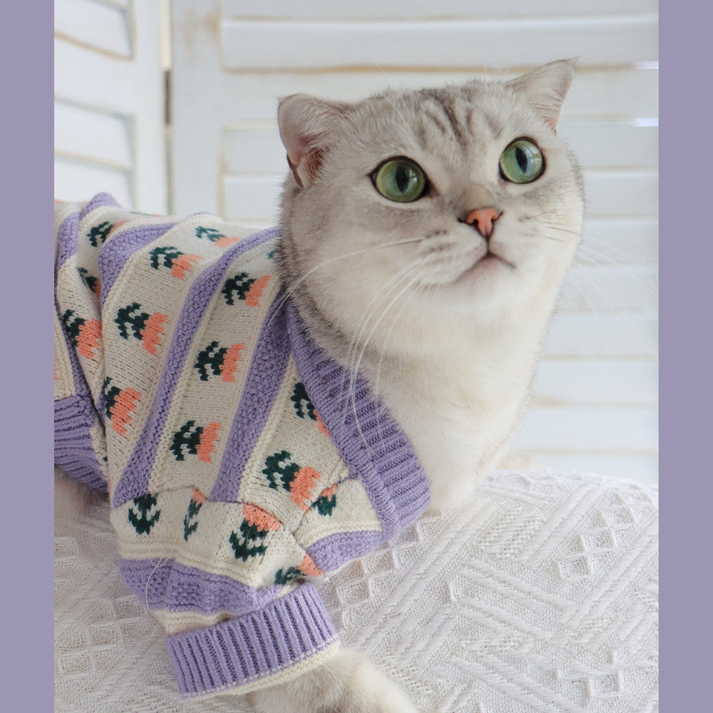 Retro Purple Flower Pet Sweater