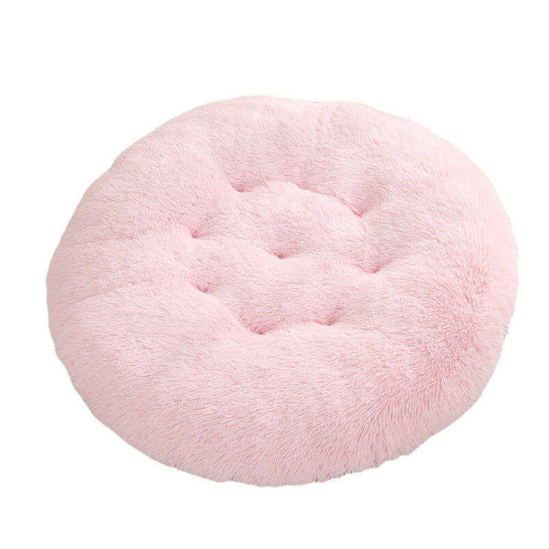 Round Plush Pet Bed for Cats & Dogs