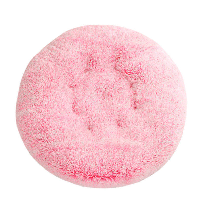 Round Plush Pet Bed for Cats & Dogs
