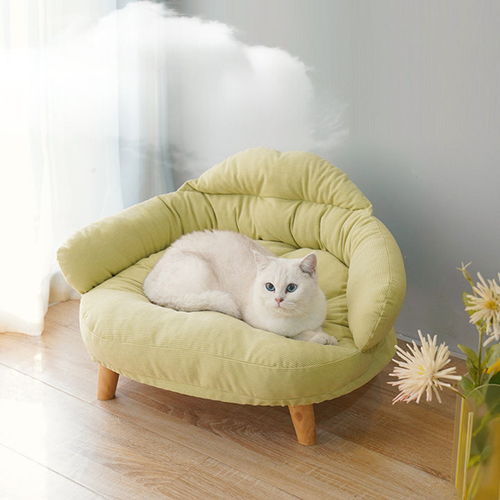 Four-Season Elevated Solid Wood Cat Bed