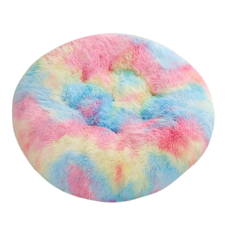 Round Plush Pet Bed for Cats & Dogs