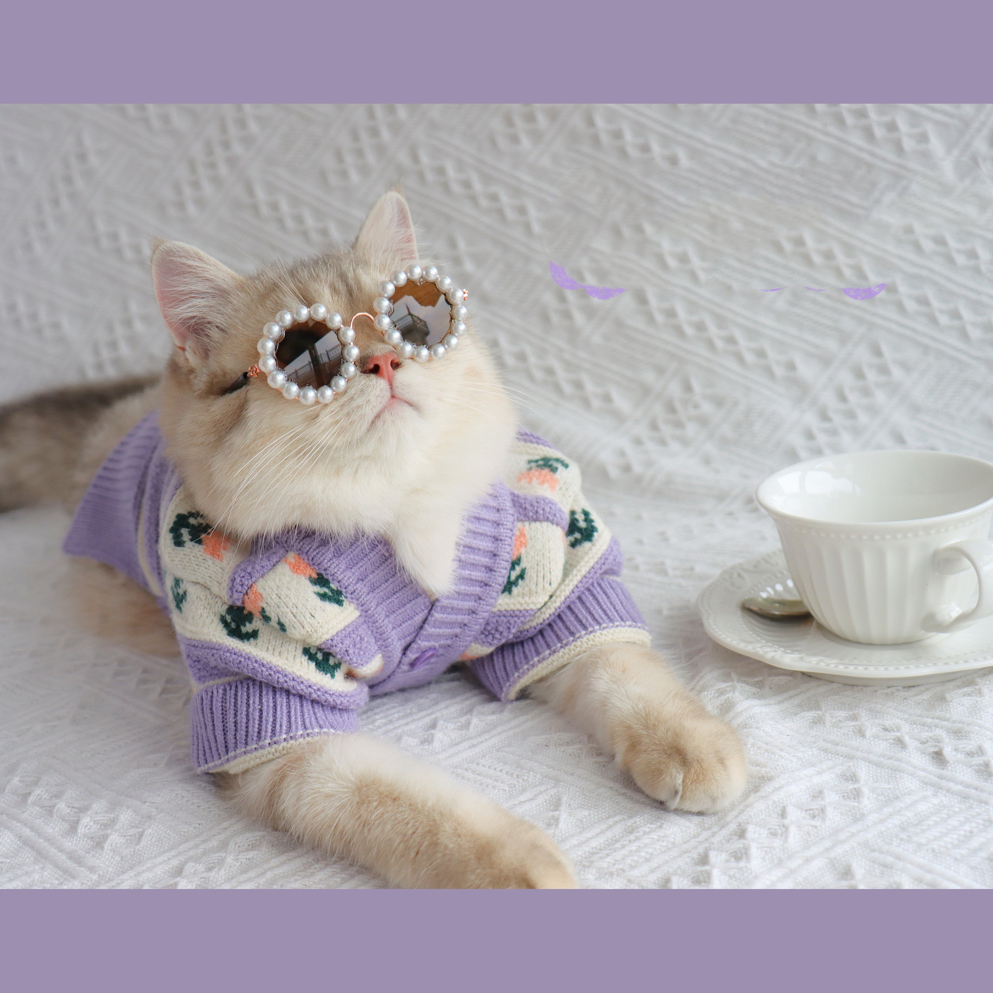 Retro Purple Flower Pet Sweater