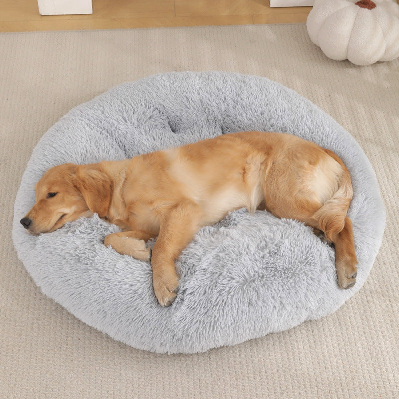 Round Plush Pet Bed for Cats & Dogs