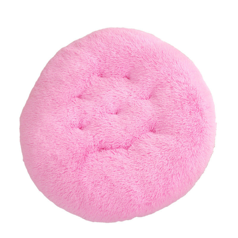 Round Plush Pet Bed for Cats & Dogs
