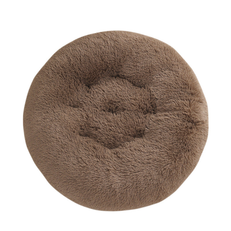 Round Plush Pet Bed for Cats & Dogs