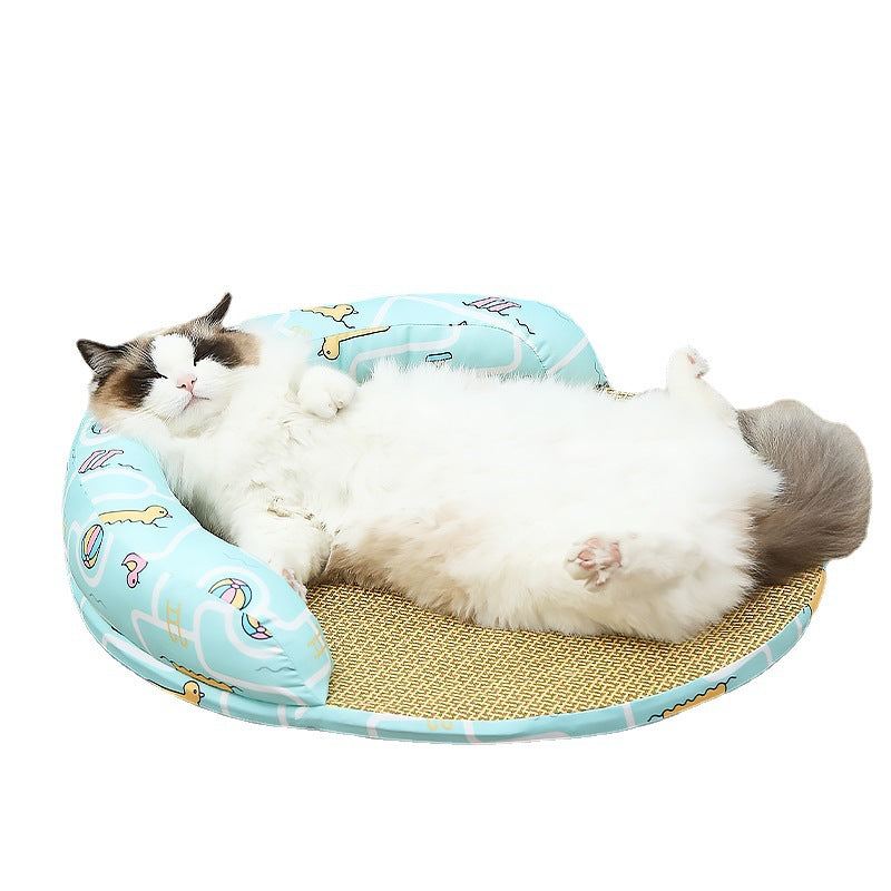 Summer Rattan Pet Sofa Bed with Pillow