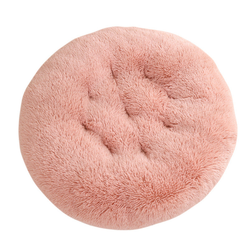 Round Plush Pet Bed for Cats & Dogs