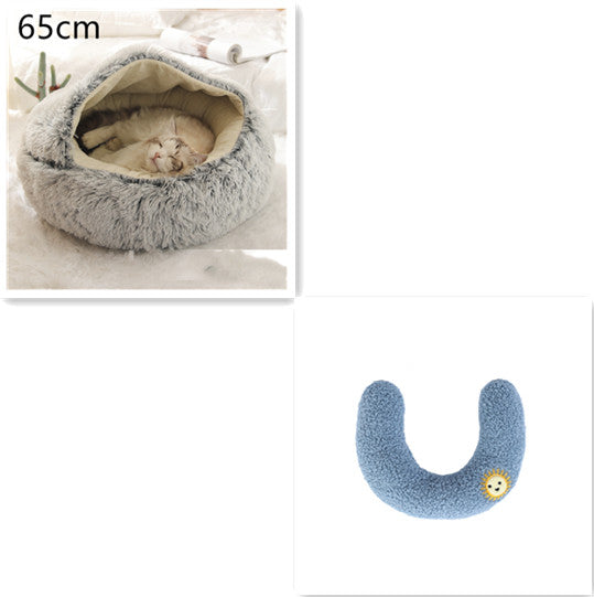 2-in-1 Round Plush Pet Bed