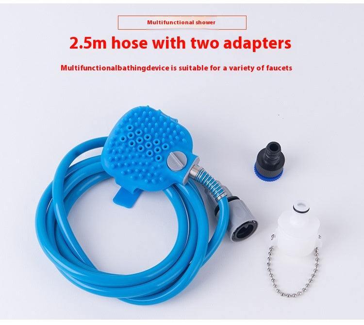 Pet Silicone Bathing Gloves with Handheld Massage Brush