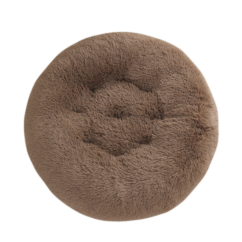 Round Plush Pet Bed for Cats & Dogs