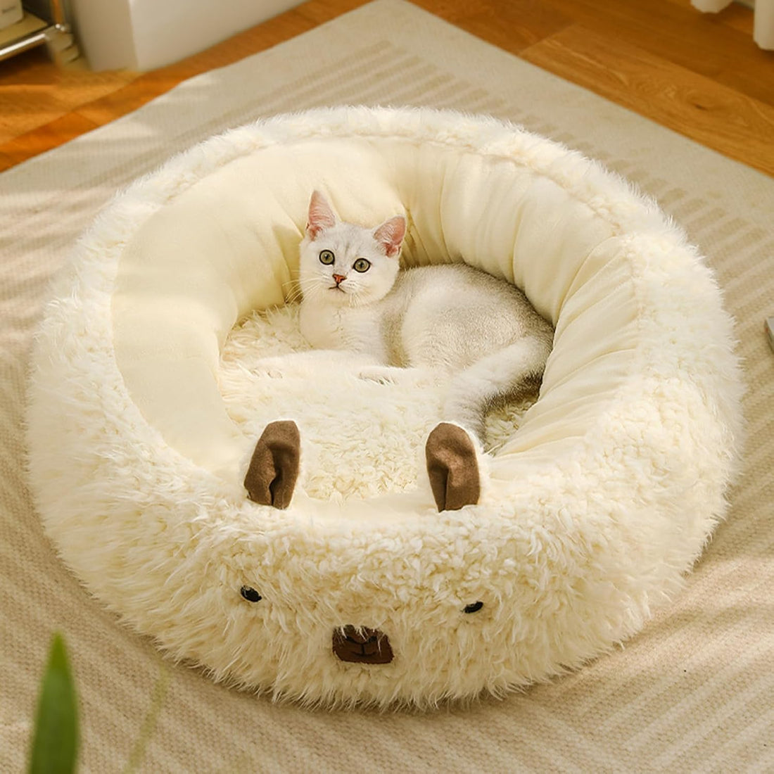 Alpaca Calming Pet Bed with Plush Pads