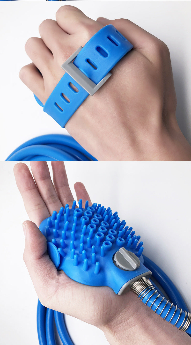 Pet Silicone Bathing Gloves with Handheld Massage Brush