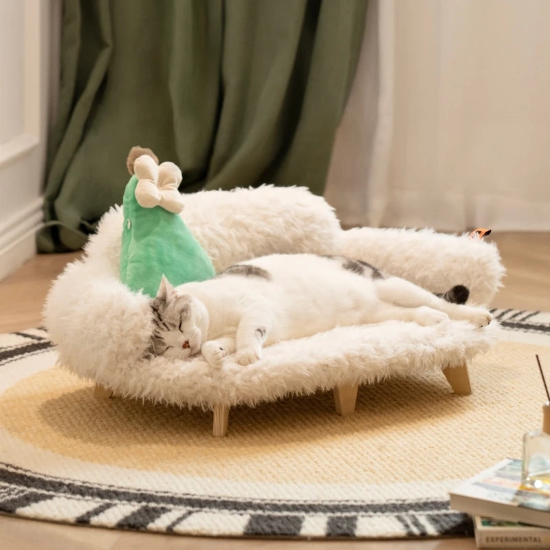Luxury Wooden Pet Bed for Cats & Dogs