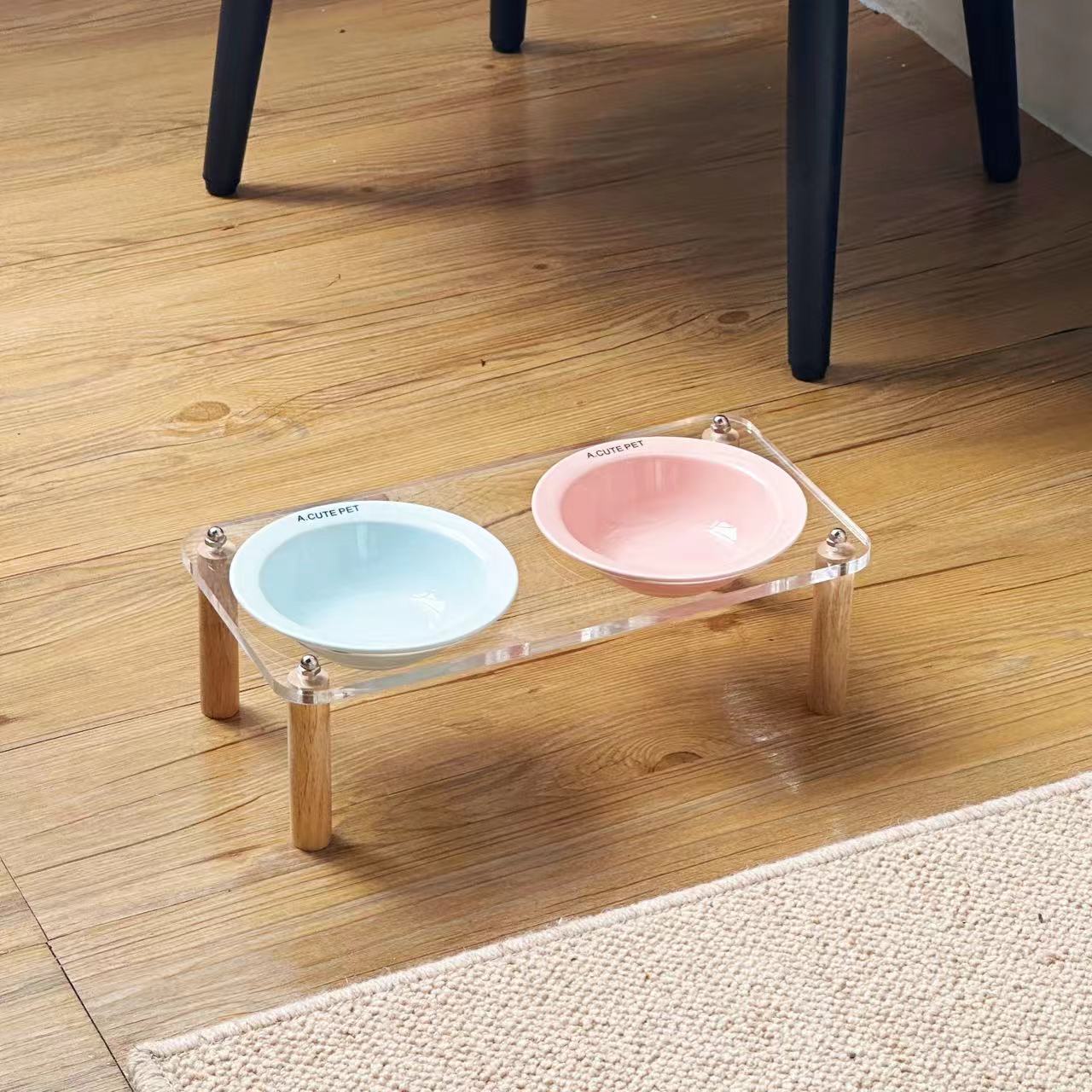 Anti-Tip Elevated Double Pet Bowl