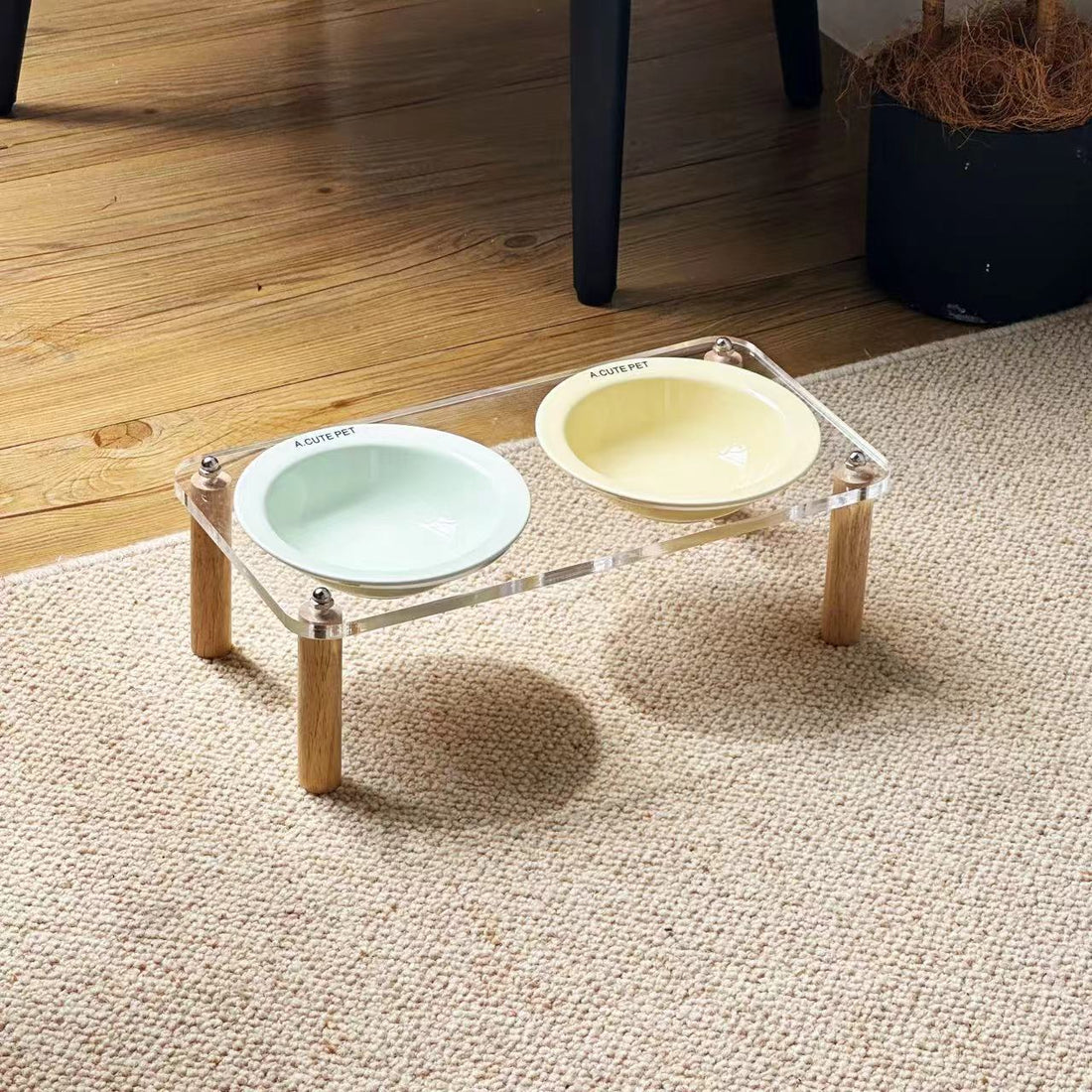 Anti-Tip Elevated Double Pet Bowl