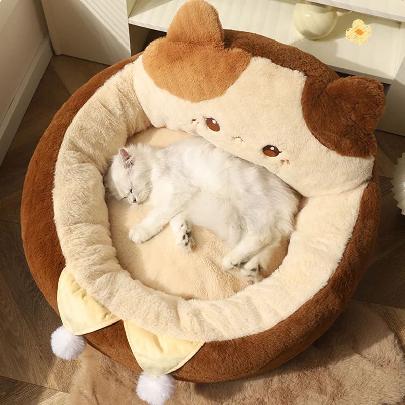 Round Winter-Soft Pet Bed for Cats & Dogs