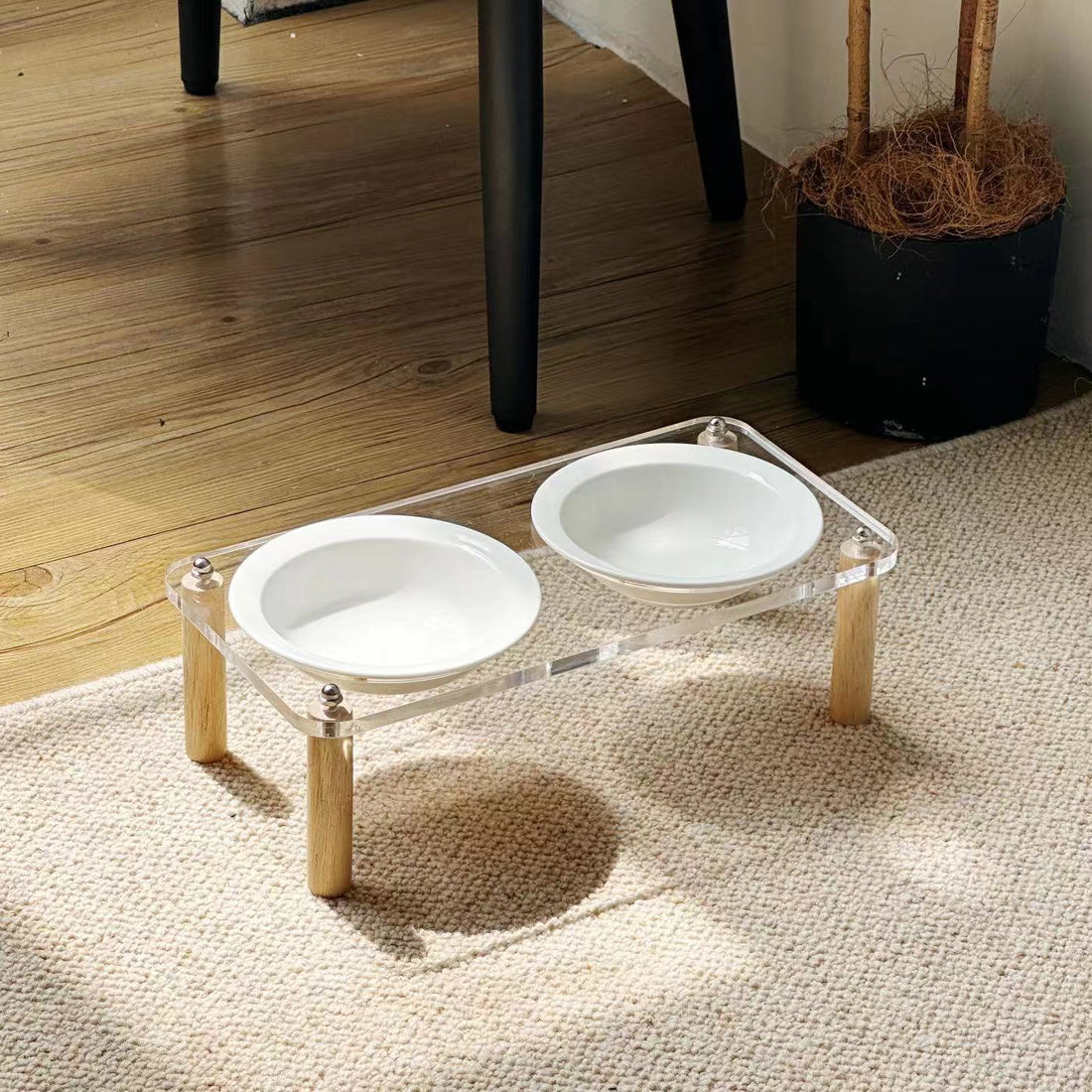 Anti-Tip Elevated Double Pet Bowl